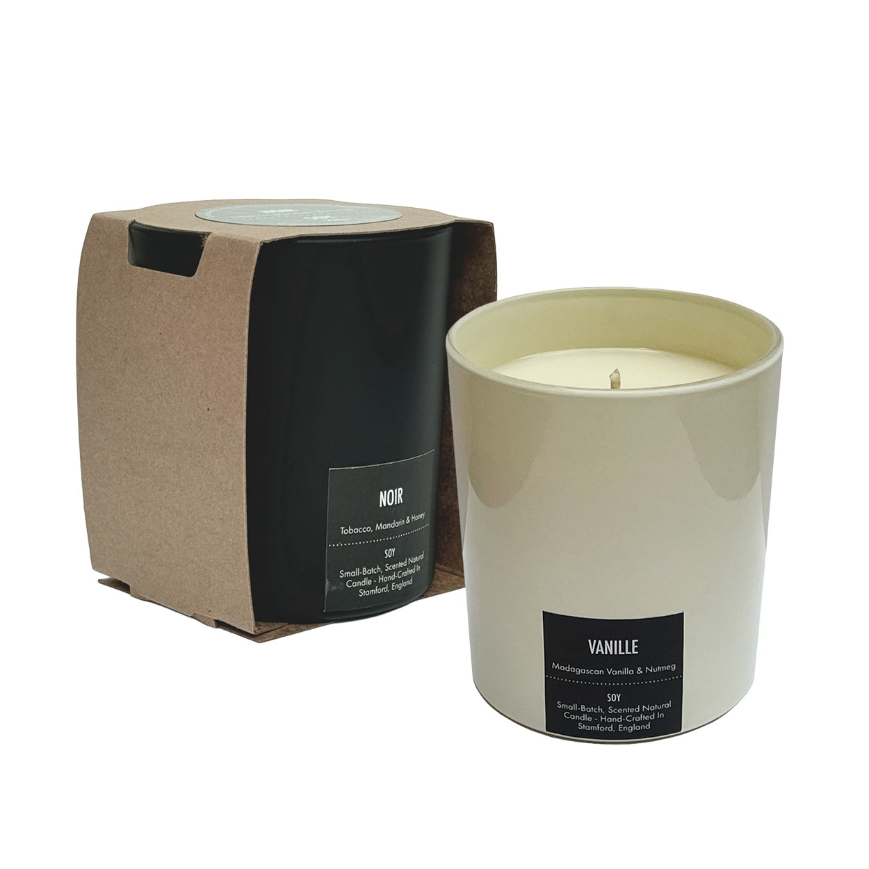 Noir & Vanille Scented Soy Candle Duo